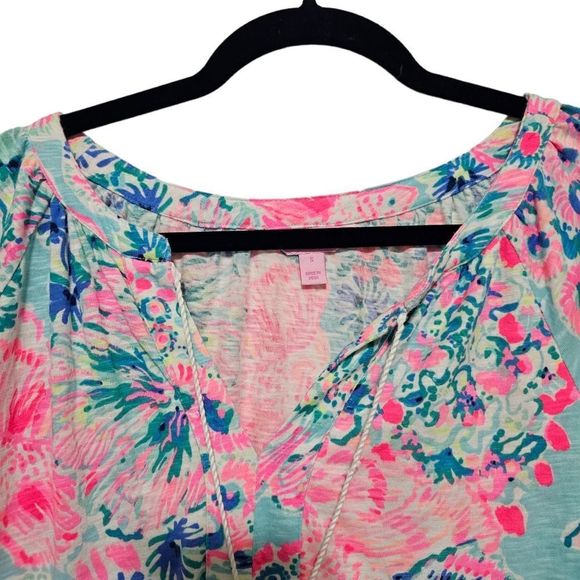 SOLD!!! LILLY PULITZER Del Lago Tunic Dress Cotton Blend Pink and Blue - Small - Picture 3 of 7